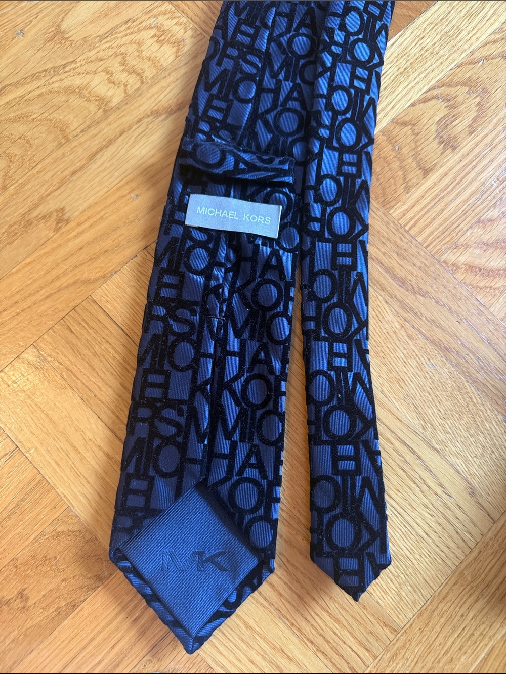 Michael Kors Navy and Black Monogram Silk Tie
